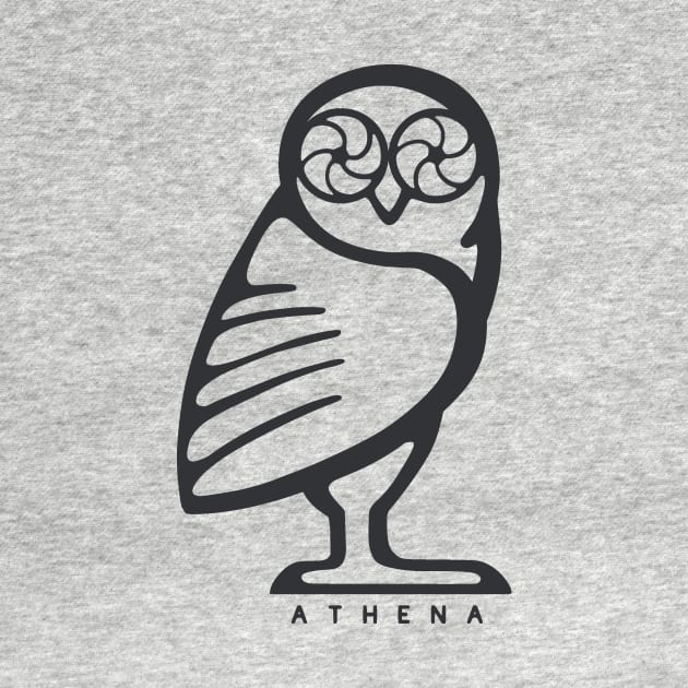 Athena owl. Design for ancient Greece fans in dark ink by croquis design